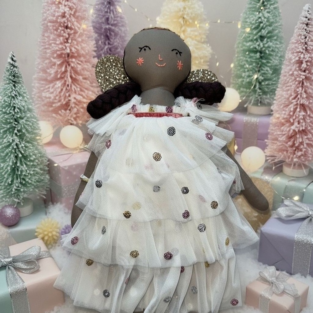 Meri Meri Florence Sequin Tulle Angel Doll with Dress & Wings‎